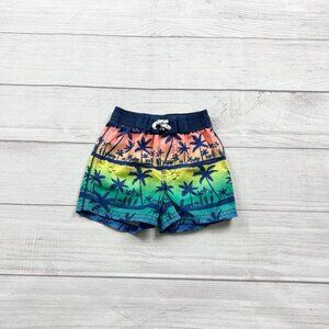 OshKosh B’gosh Baby Boy Swim Trunks Palm Tree Sunset Print Board Shorts 6 Months